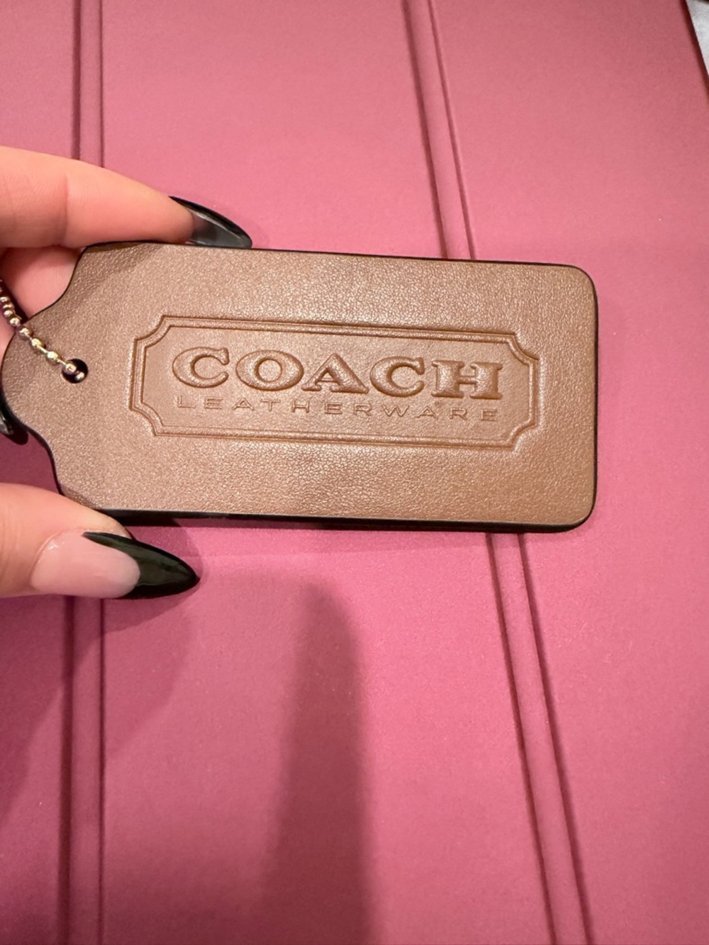 Coach Brown Embossed Leather Tag Charm